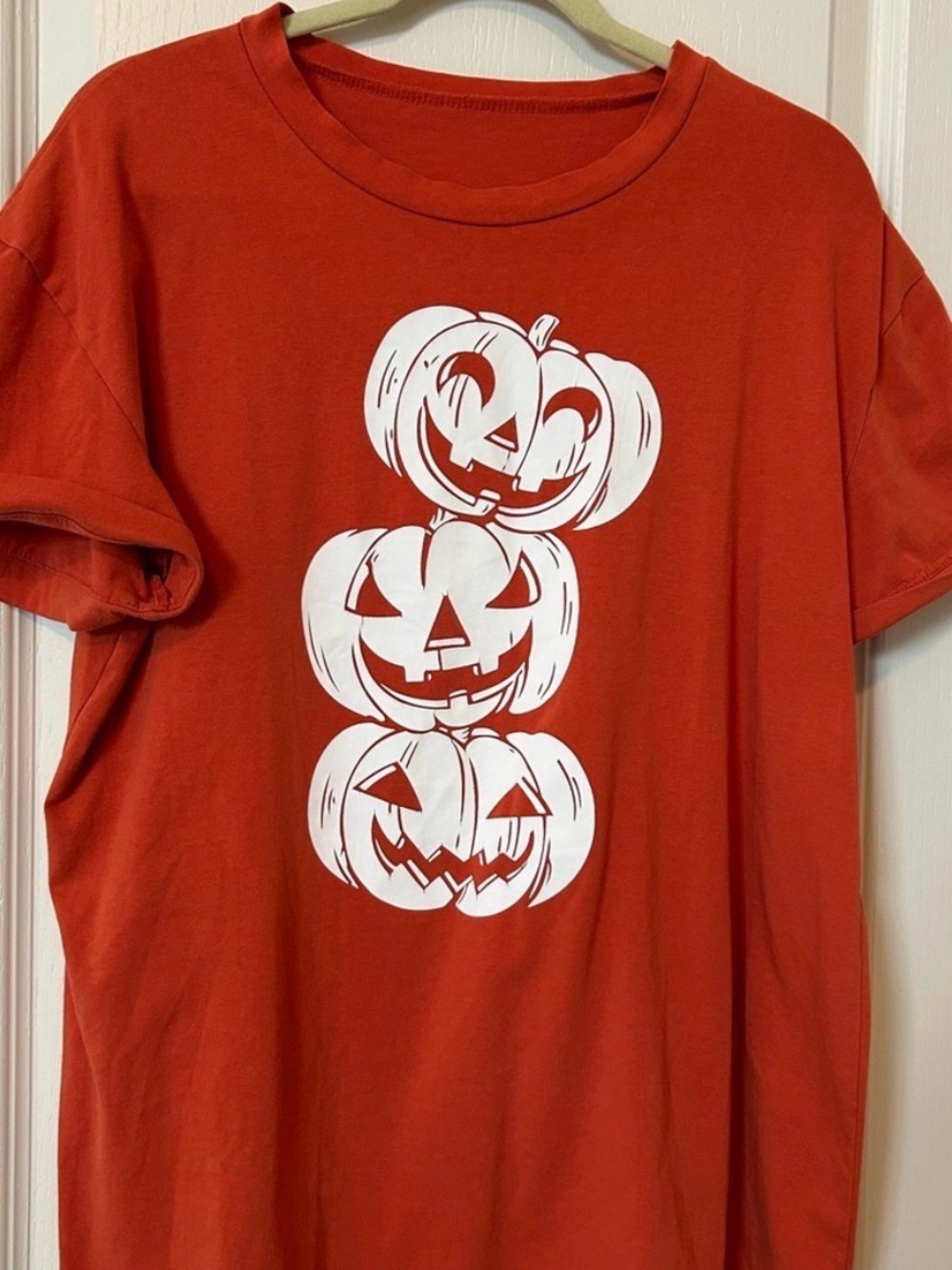 Women's Orange Halloween Pumpkin Graphic Tee - Picture 3 of 4